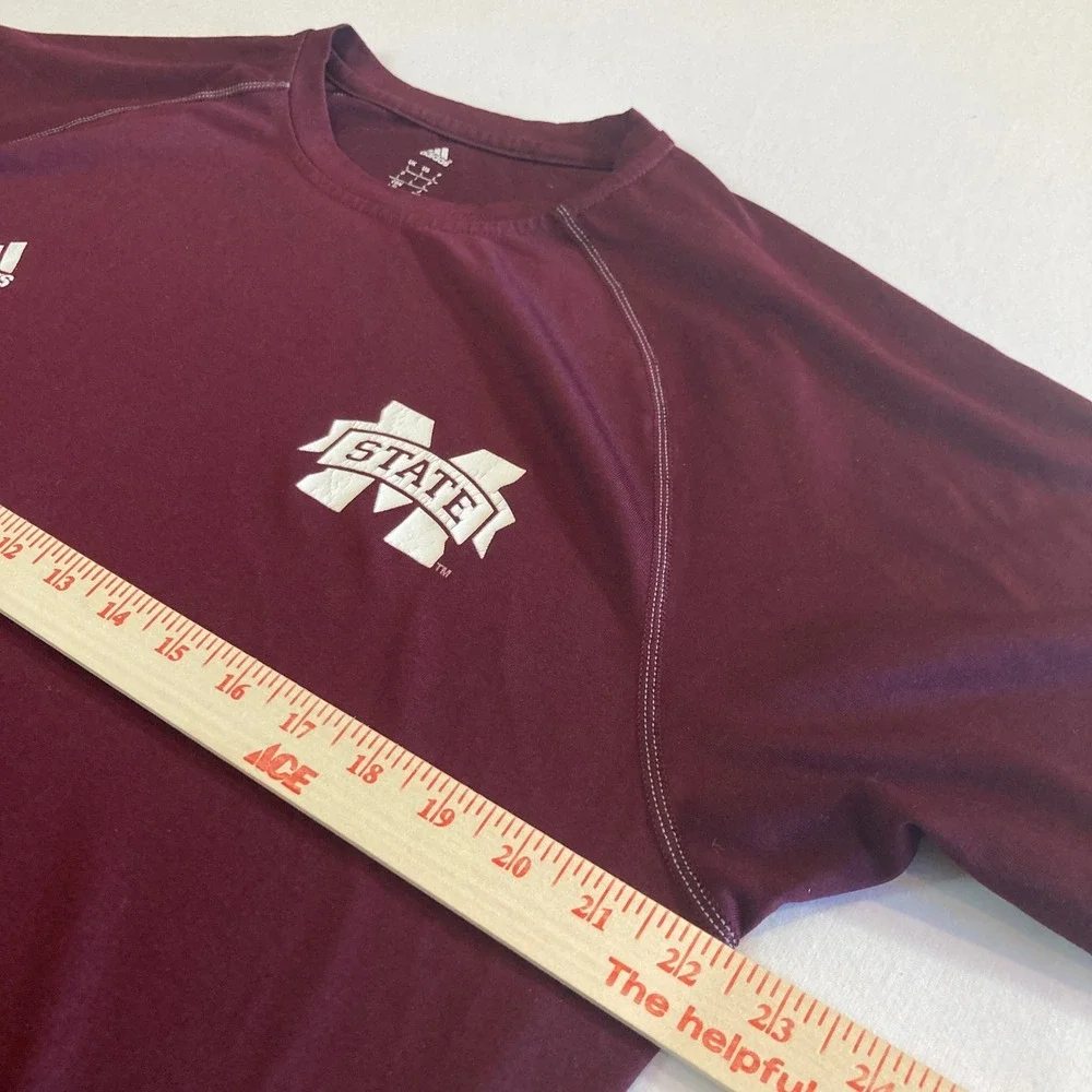 Adidas Mississippi State Bulldogs Climalite Shirt Mens‎ L Maroon Performance